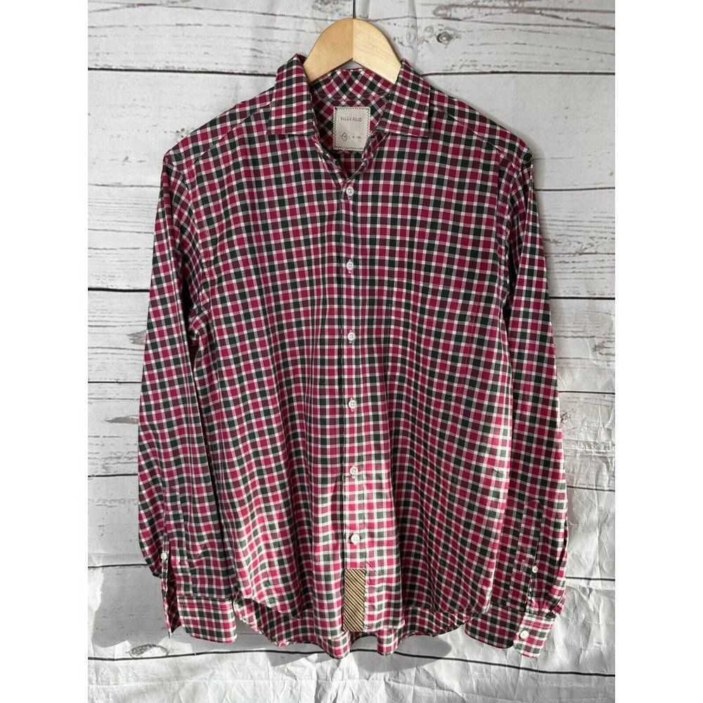 Billy Reid Shirt Men Medium pinkgreen Plaid Tuscumbia Standard Cut Designer NWOT